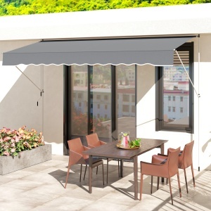 Copertină Retractabilă cu Braț Pliabil, 400x120 cm, Gri Închis - Img 9