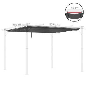 Copertina retractabila pentru pergola, Copertina de rezerva din material textil pentru pergola de 3 x 3 (m), gri inchis - Img 3