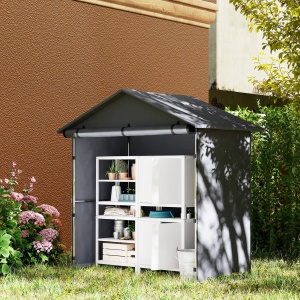 Cort Garaj cu Intrare Rulabilă, Corzi și Țăruși, 1.1x2 m, Gri Închis - Img 2
