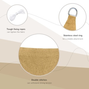 Cort Parasolar Dreptunghiular pentru Exterior cu Protecție UV Respirabil cu Frânghii de Fixare, 3x4 m, Bej - Img 5