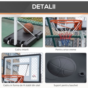 Cos Baschet Reglabil – 210-260 cm, cu Panou PVC & Roti - Img 7