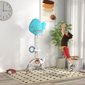 Coș de Baschet pentru Copii 5 în 1 cu Înălțime Reglabilă, Poartă de Fotbal și Golf, 46x51x134-152 cm, Multicolor - Img 2