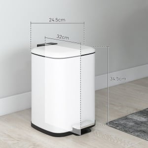 Coș de Gunoi de 12L cu Pedală, Închidere Silențioasă, din Metal și Plastic PP, 24,5x32x34,5 cm, Alb - Img 3