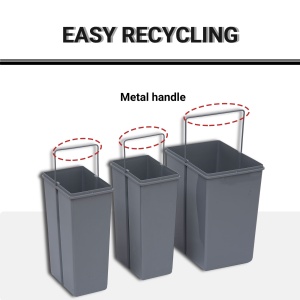 Cos Gunoi Ecologic 40L – 3 Compartimente Separate, Gri - Img 5