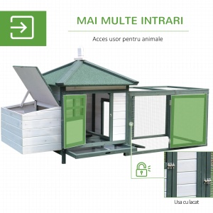 cotet de gaini, lemn 196x76x97cm, alb/verde - Img 5