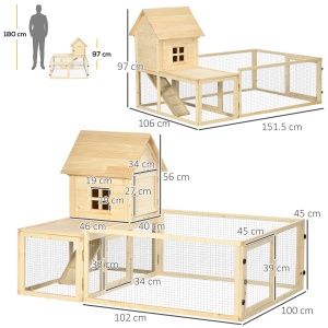 Cotet din molid cu tava detasabila, 3 usi si zona exterioara, 151,5x106x97 cm, culoare lemn - Img 3