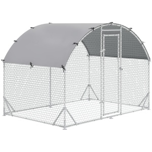 Coteț pentru Găini de Exterior, 2.8x2x2m Recinte din Oțel Zincat cu Acoperiș Impermeabil Anti-UV și Încuietoare, Cușcă pentru 4-6 Păsări, Iepuri și Rațe