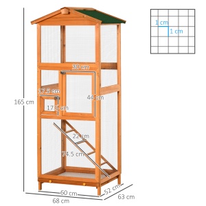 Cotet pentru Păsări Exterior din Lemn cu 2 Uși și Tava Extensibilă 68×63×165 cm - Img 3