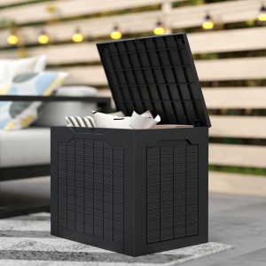 Cufăr de Exterior de 93L cu Mânere Integrate și Cârlig pentru Lacăt, 56x41x50 cm, Negru - Img 8