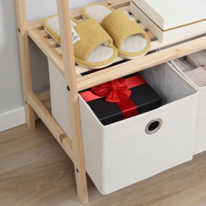 cuier cu raft, 58x36x168cm lemn natur - Img 7