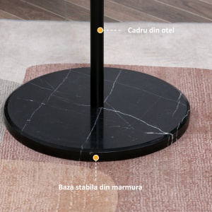 Cuier de Podea cu 8 Carlige, Cuier pentru Intrare si Dormitor din Otel cu Baza din Marmura, 35x35x170cm, Negru - Img 6