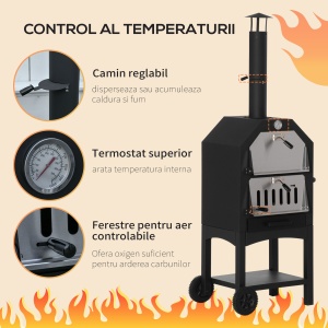 Cuptor Pizza & Gratar Carbuni 64×54×160 cm – Inox pentru Exterior - Img 6