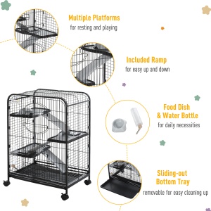 Cusca Animale Mici 64×43.5×93 cm – Cu Rampe, Platforme & Roti - Img 6