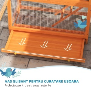 Cușcă din Lemn pentru Păsări cu Suport pentru Cinteze, Perruși, Păsări Mici - Gri - Img 4