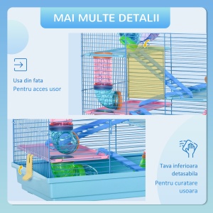 Cusca Hamsteri 5 Etaje – Albastra cu Accesorii Incluse - Img 5