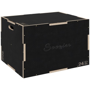 Cutie de Sarituri Plyometrica 3-in-1 cu 3 Înălțimi din Lemn Anti-Alunecare 61-51-41cm Negru