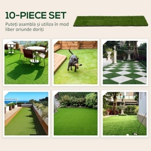 Dale pentru Gradina cu Iarba Sintetica 30x30cm 10 Bucati, Gazon Artificial Realist, Verde - Img 7