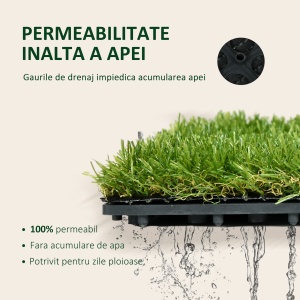 Dale pentru Gradina cu Iarba Sintetica 30x30cm 10 Bucati, Gazon Artificial Realist, Densitate 6500 Verde - Img 5