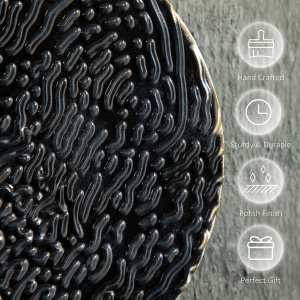 Decoratiune de perete 3D modern cerc agatat sculpturi de perete decor pentru sufragerie dormitor sufragerie, albastru negru auriu - Img 6