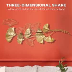 Decoratiune Perete 3D – Frunze Gingko Moderne - Img 4