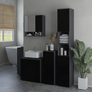 Dulap Baie 60×30×60 cm cu doua usi si polita reglabila - Negru - Img 7