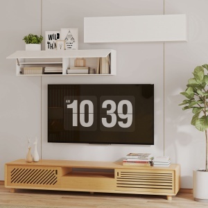 Dulap Baie Montat pe Perete, Dulap Suspendat Modern cu Ușă Soft Close, 2 Compartimente și Raft Reglabil, Economisire Spațiu, 120x23x30 cm, Alb - Img 7