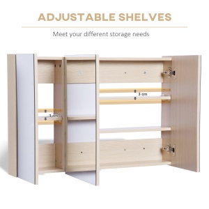 Dulap Baie Perete – Stejar, 3 Usi cu Oglinda, 90×60 cm - Img 5