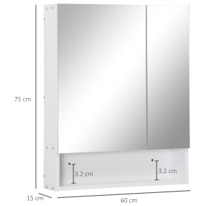 Dulap cu oglinda dreptunghiulara din MDF si Sticla, 60x15x75cm, Alb - Img 3