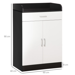 Dulap cu sertar si raft reglabil, din MDF, 60x40x90cm, Alb Negru - Img 3