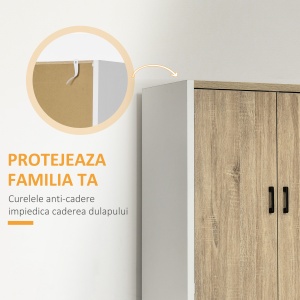 Dulap de Depozitare 4 Usi si 4 Rafturi Reglabile 80x40x182 cm – Crem/Alb - Img 7
