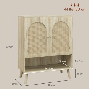 Dulap de depozitare Boho cu uși decorative din ratan - Img 3