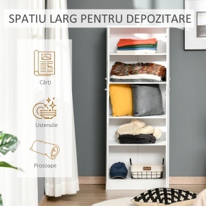 Dulap de depozitare, cu 2 compartimente și rafturi reglabile pentru dormitor living birou, 59×31×155 cm - Img 5