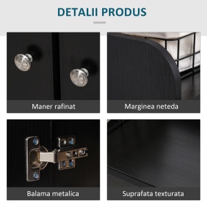 Dulap Pantofi Negru – 2 Usi Basculante, 83×30×90 cm - Img 6