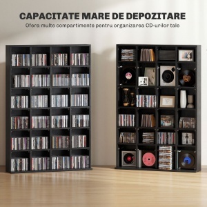 Dulap pentru CD-uri pentru 456 CD-uri sau 336 DVD-uri, 24 Compartimente, 89x20x130.5 cm Negru - Img 4