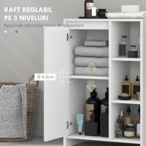 Dulapior Baie – Alb, 53×30×80 cm, Cu Rafturi si Usa - Img 5