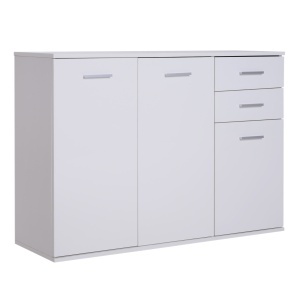 Dulapior cu 3 Usi si 2 Sertare in Lemn Granulat, Alb, 106x35x76cm - Img 1