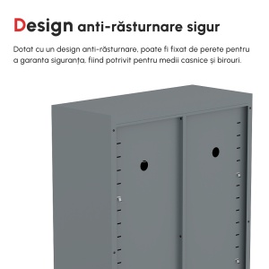 Dulapior Multifunctional cu 2 Usi Stil Industrial, Dulapior Metalic pentru Casa si Garaj - Gri - Img 6