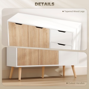 Dulapior Multifunctional din Lemn cu Sertar si Dulapioare in Stil Nordic, 90x30x72cm - Img 5