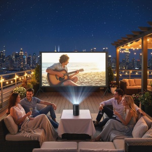 Ecran de Proiecție 120" 4K/8K HD Format 16:9 cu 2 Trepiede Pliabile, Ecran Portabil cu Față Dublă, Unghi de 160°, pentru Acasă sau Cinema în Aer Liber, Alb - Img 9