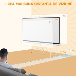 Ecran de Proiectie 84 Inci cu Suport, Portabil - Img 7