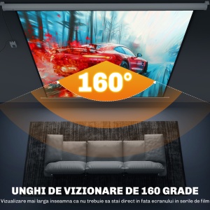 Ecran de Proiecție de 120 inch cu Telecomandă, Suprafață de Proiecție din Plastic și Metal, 236,5x8x236,5 cm, Alb - Img 5