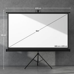 Ecran de proiecție pliabil de 84" format 16:9 cu trepied ajustabil, 200x8x118 cm, negru - Img 3