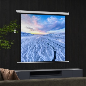 Ecran Proiector de 92 Inch cu Telecomandă, Pânză de Proiector Rulabilă din Plastic și Metal, 189,5x8x189,5 cm, Alb - Img 9