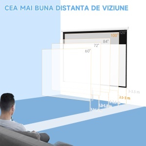 Ecran Proiector, Pânză pentru Proiector cu Fixare pe Perete și Tavan pentru Acasă și Birou, 236.8x8x158 cm, Alb - Img 7