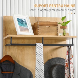 Entryway Organizer with Shoe Bench, Shoe Rack, Hall Tree with 4 Hooks, Coat Rack for Hallway, White and Natural - Img 5