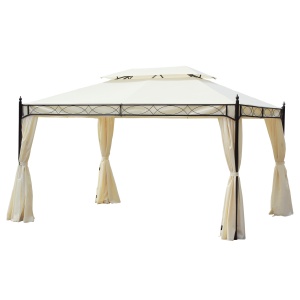 Foisor cu Dublu Acoperis si 4 Prelate Laterale, Crem, 3x4m - Img 1