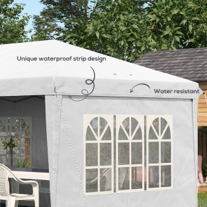 Foisor de gradina cu ferestre, inaltime reglabila cu pereti detasabili, 585x295x270cm alb - Img 6