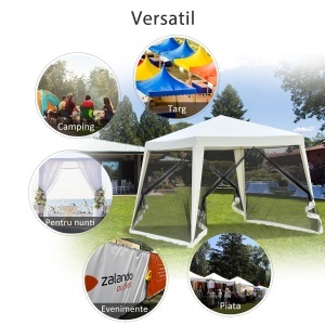 Foisor de Gradina Impermeabil cu Plasa Tantari Bej 3 x 3 x 2.35 m - Img 6
