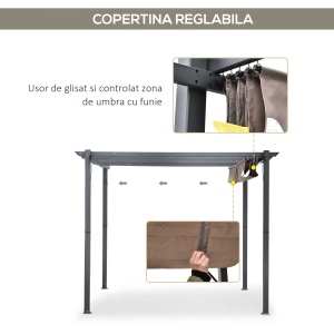 Foisor Pergola de Gradina 3x3 m cu Acoperis Retractabil - Img 5