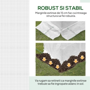 Folie pentru Seră cu 12 Ferestre, Ușă Rulabilă și Margini Îngropate, 3x2x2 m, Alb - Img 5